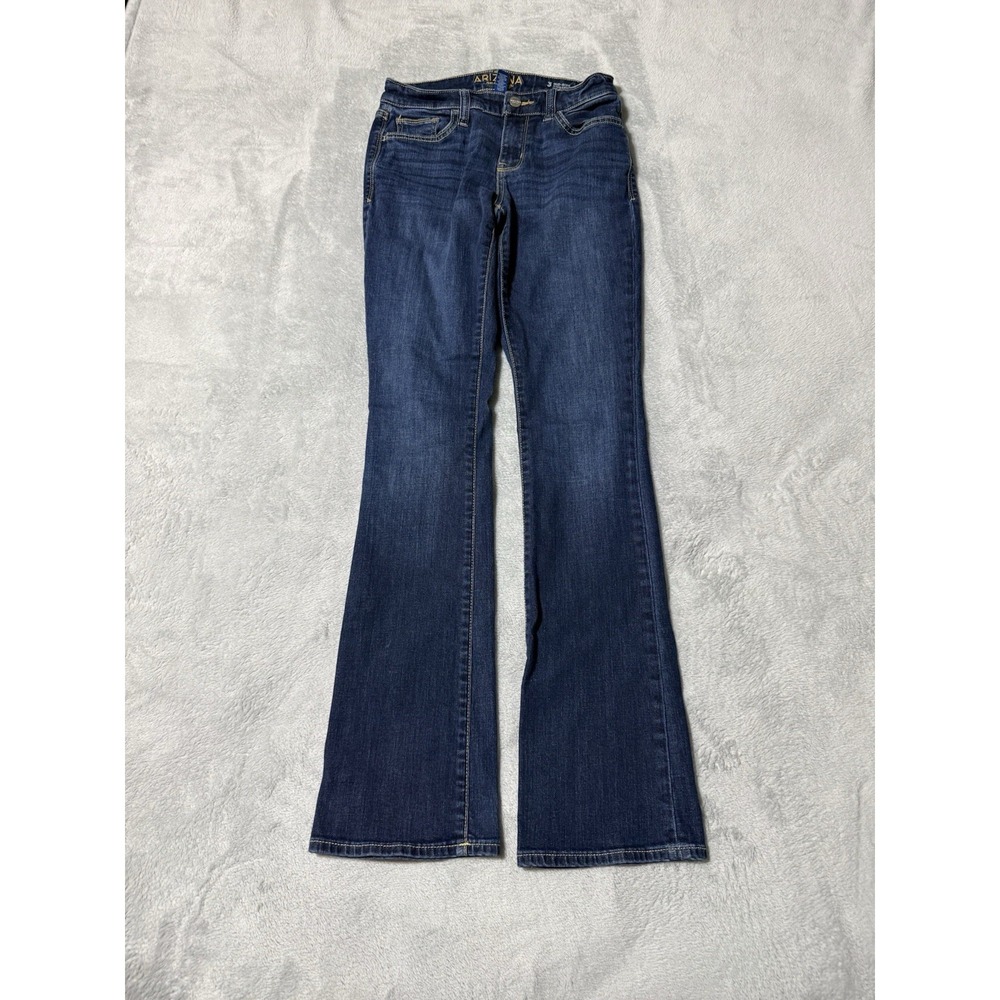 Arizona Jeans Womens 3 Blue Mid Rise Bootcut Stretch Dark Wash Denim 25x31